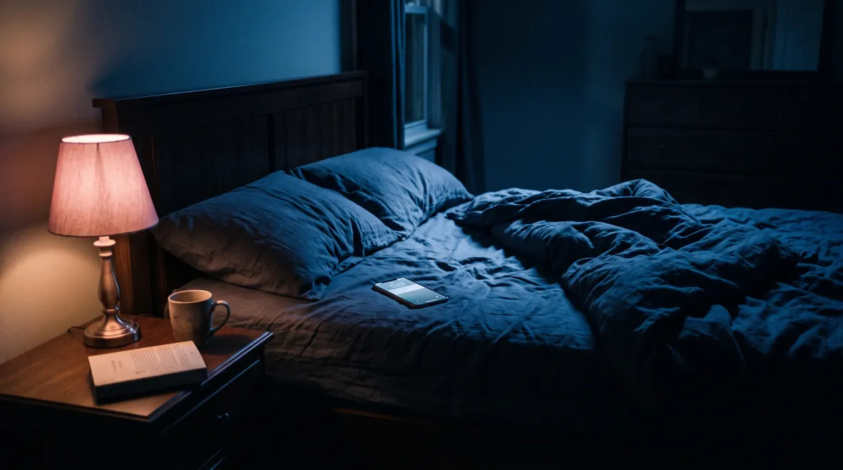 Femme pensive au téléphone, lumière tamisée du soir